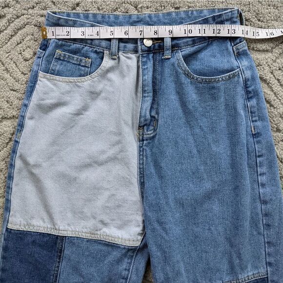 Shein Patchwork Mom Jeans High-Rise Patchwork Jeans color block jeans Small - Picture 4 of 10
